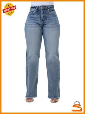 High Waisted Baggy Straight Leg Jeans Wide Leg Stretch Denim Pants